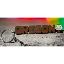 Vintage Oregon Wood Keychain Travel Souvenir Block Letters with Tree 4.5&quot; - £11.96 GBP