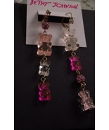 Betsey Johnson Pink Fireball &amp; Gummy Bear Linear Mismatch Drop Earrings NWT - $23.33