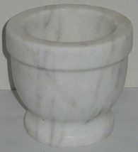 Vintage White Marble Gray Swirl Mortar Herbs Medicine Medicinal Cooking - £14.24 GBP