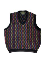 Tosani Vintage Vest Black Color Block Acrylic Mens M Unisex - $39.55