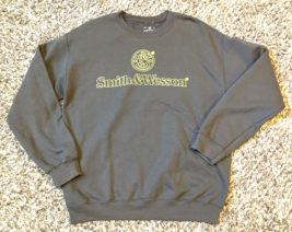Smith Wesson Sweatshirt Mens Medium Olive Vintage Fleece Lined Pullover Logo - £22.40 GBP