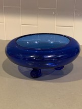 Beautiful Vintage Japanese Cobalt Footed Round  Glass Dish - £14.40 GBP