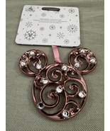 Disney Parks Mickey Mouse Icon Rose Gold Color Filigree Ornament with Fa... - €27,30 EUR