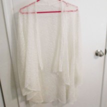 Crocheted Open Weave Cardigan Swimsuit Coverup In Ivory xl - $260.16 MXN