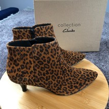 Clarks Collection Ankle Boots Womens 8 Leopard Suede Linvale Judith  - $36.99