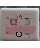 Twelve (12) HAPPY CAMPER ~ 2&quot; Square ~ Silver-Tone ~ Ceramic ~ Shower Hooks - $32.07 CAD