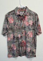 Tommy Bahama Shirts Men M Green Silk Puerto Palms Dusty Thyme Camp Hawaiian Tiki - $49.49