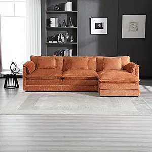 Movable Ottoman And 3 Pillows, Boucle Fleece Upholstery Double Layer Cus... - $1,273.99