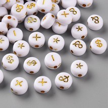 50 Symbol Beads Ampersand Plus Sign Dollar Asterisk White Gold Coin Shap... - £4.67 GBP