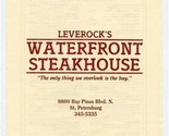 Leverock&#39;s Waterfront Steakhouse Menu Bay Pines Blvd St Petersburg Flori... - $17.82
