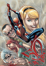 Stan Lee &amp; J Scott Campbell SIGNED Spider-man 50 Years Art Print Mary Jane Gwen - £389.51 GBP