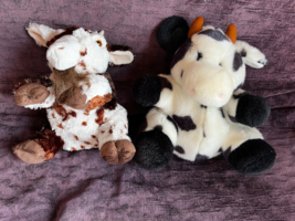 Lot of Chubby Black &amp; White Plush Cow &amp; Brown &amp; White Goat Hand Puppets  – cow - £8.87 GBP