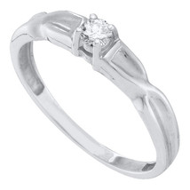 10kt White Gold Womens Round Diamond Solitaire Promise Bridal Ring 1/8 Cttw - £175.05 GBP