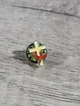 Vintage Cross With Red Dove Gold Tone Enamel Lapel Pin - £1.86 GBP