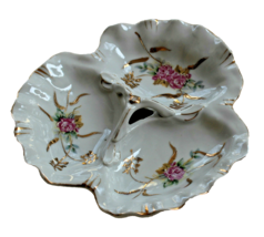 VINTAGE PORCELAIN CANDY RELISH DISH 3 PARTS HAND PAINTED FLORAL DESIGN J... - £5.49 GBP