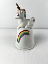 Unicorn Rainbow Bell Bisque Porcelain Vtg 5&quot; Happy Love 1980s - £7.50 GBP