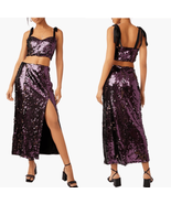 Free People Star Bright Sequin Two-Piece Crop Top &amp; Midi Skirt, Lilac, S... - $129.97