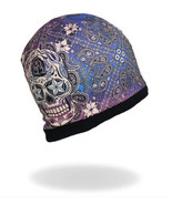 Sugar Skull Paisley KHC1007 Beanie Hat Polyester Acrylic Adult One Size - $301.58 MXN