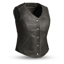 Women&#39;s The Derringer Concealed Rider Leather Motorcycle Vest by FirstMFG - £95.91 GBP