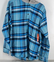 Long Sleeve Button Up Hoodie Blue Flannel XL(14-16) Wonder Nation 38 - £5.42 GBP