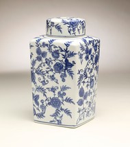 AA Importing 59950 12 Inch Square Blue &amp; White Jar - £74.87 GBP