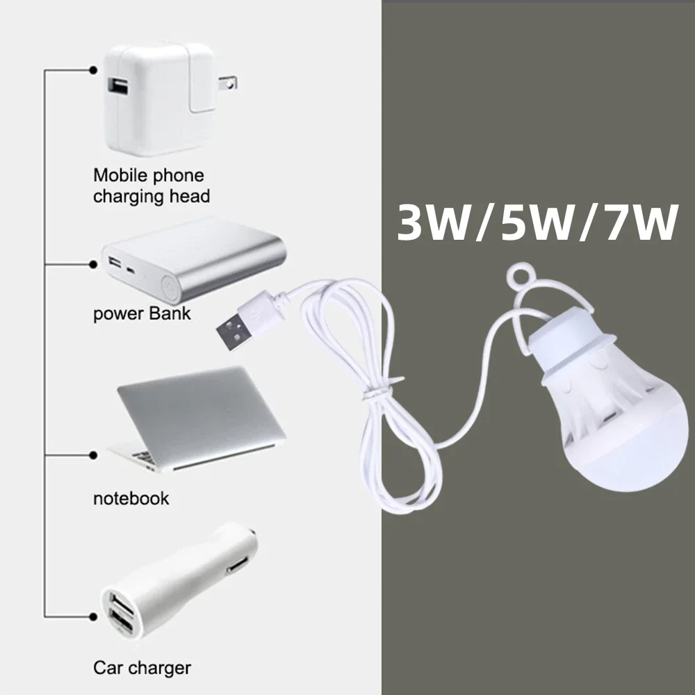 USB Bulb LED Portable Camping Light Mini Light Bulb 5V Power Book Light ... - $10.43+