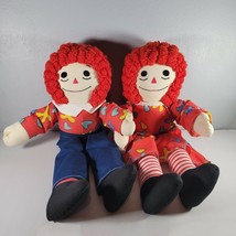 Raggedy Ann &amp; Andy Cloth Rag Dolls Handmade No Tags 24&quot; Tall Vintage - $22.99