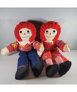 Raggedy Ann &amp; Andy Cloth Rag Dolls Handmade No Tags 24&quot; Tall Vintage - $22.99