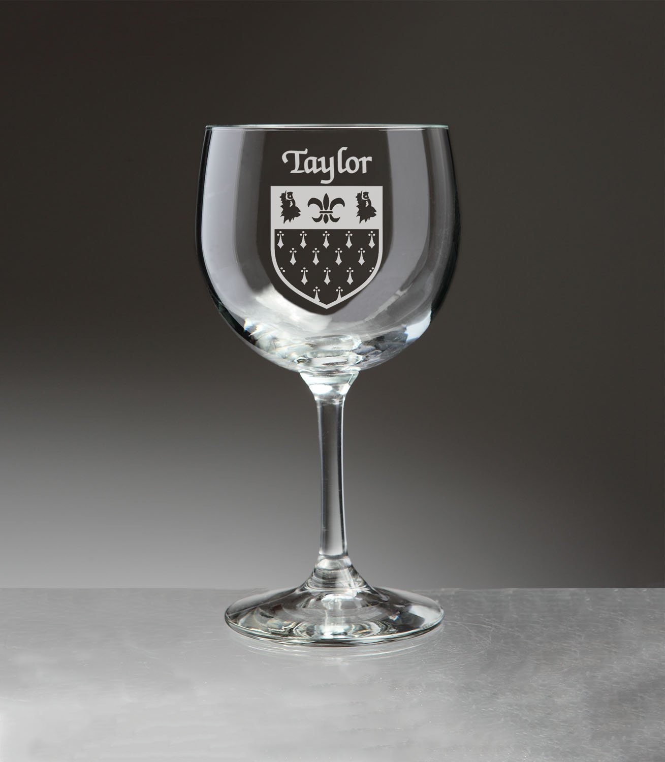 Taylor Irish Coat of Arms Red Wine Glasses - Set of 4 (Sand Etched) - $68.00