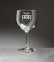 Taylor Irish Coat of Arms Red Wine Glasses - Set of 4 (Sand Etched) - £54.69 GBP