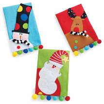 Christmas Towel - Santa, Snowman or Reindeer Pattern Colorful Linen Guest Towel - £7.06 GBP