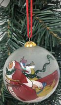 Cloisonne Winter Flying Santa Saint Nicholas Glass Christmas Ornament With box - £19.57 GBP