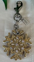 Coach 92195 Leather Rhinestone Snowflake Handbag Charm Keychain Gold Pre... - £47.10 GBP