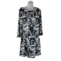 White House Black Market Mini Dress WOMENS M Black White Stretch 3/4 Bel... - £18.65 GBP