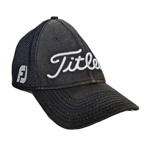 Titleist Black FJ Pro V1 Golf Medium/Large Hat Footjoy Bar Logo - £12.58 GBP