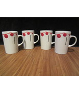 4 Starbucks Coffee Tea cup 2012 Holiday Seasonal White with Red Balls Mu... - €30,60 EUR