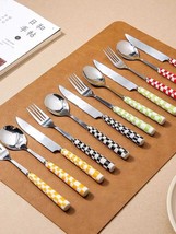 6 Pack Modern Checkered Flatware Sets for Stylish Dining - $62.96