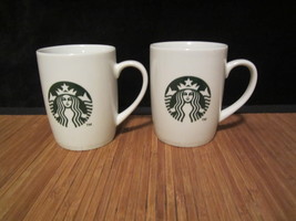 2 Starbucks Coffee Tea cup White with Green Logo 2013 Mug (10 OZ) - £16.02 GBP