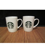 2 Starbucks Coffee Tea cup White with Green Logo 2013 Mug (10 OZ) - €17,48 EUR