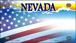 Nevada with American Flag Novelty Mini Metal License Plate Tag - £11.76 GBP