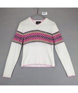 Vtg Y2K It&#39;s Our Time Women&#39;s M Cream &amp; Pink Argyle Knit V-Neck Sweater ... - $26.28 CAD