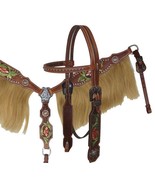Western Saddle Horse Bridle Breast Collar Tack Set w/ Real Horsehair Fringe - £62.82 GBP