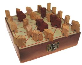 15cm Folding Bagh Chal | Fair Trade Nepalese Handmade Stone &amp; Wood Boardgame &amp; I - £32.52 GBP