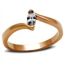 Marquise Austrian Zircon Solitaire Promise Ring 14k Rose Gold over Base - $39.99