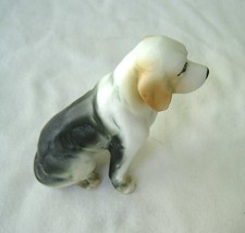  Vintage Beagle Dog Figurine White and Black with Tan Markings - £11.95 GBP