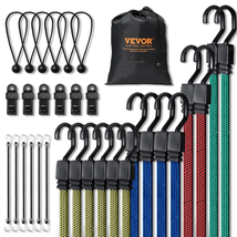 VEVOR 32 Piece Flat Bungee Cord, 17 mm Straps, 10", 18", 24", 32", 40" Rope - $21.99