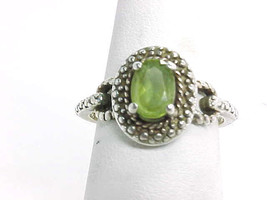 PERIDOT Vintage RING in STERLING Silver by Designer RSE - Size 6 - £35.24 GBP