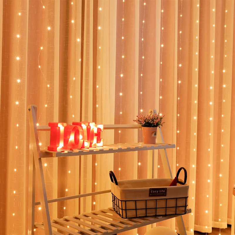  USB LED String Fairy Light Icicle LED Remote Curtain Gar Lights For Home Bedroo - £61.58 GBP