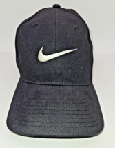 Nike Strapback Baseball Cap Hat black white swoosh used good condition - $5.95
