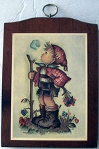 HUMMEL ~ Boy Looks at Cloud, Vintage Print with Hanger, Wooden, 1970s ~ PLAQUE - $11.85